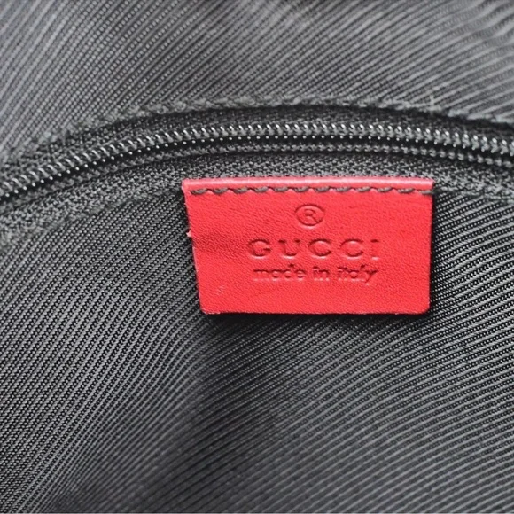 GUCCI Logo GG Pattern Shoulder Bag Canvas Leather Red Black Gold Italy 68HB984 - Picture 15 of 16